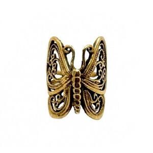 Brass-Tone Butterfly Statement Ring Vintage Jewelry Size 5.25